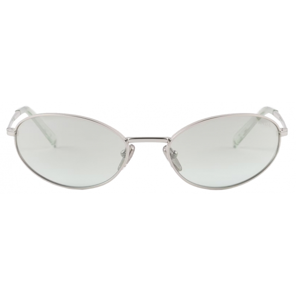 Prada - Prada Logo - Oval Sunglasses - Steel Chlorophyll Green - Prada Collection - Sunglasses - Prada Eyewear