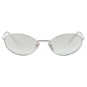 Prada - Prada Logo - Oval Sunglasses - Steel Chlorophyll Green - Prada Collection - Sunglasses - Prada Eyewear
