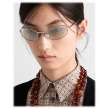 Prada - Prada Logo - Oval Sunglasses - Steel Chlorophyll Green - Prada Collection - Sunglasses - Prada Eyewear