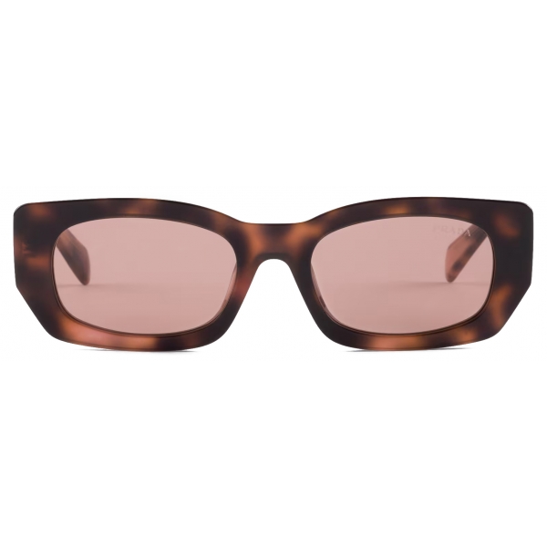 Prada - Prada Logo - Rectangular Sunglasses - Mauve Tortoiseshell Mahogany - Prada Collection - Sunglasses