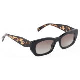 Prada - Prada Logo - Rectangular Sunglasses - Black Tortoiseshell Anthracite Gray - Prada Collection - Sunglasses
