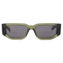 Prada - Prada Triangle Logo - Rectangular Sunglasses - Transparent Military Green Carbon - Prada Collection - Sunglasses