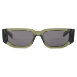 Prada - Prada Triangle Logo - Rectangular Sunglasses - Transparent Military Green Carbon - Prada Collection - Sunglasses