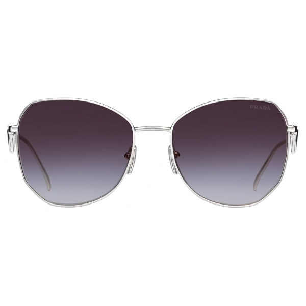 Prada - Prada Triangle Logo - Butterfly Sunglasses - Silver Smoky Gray Gradient - Prada Collection - Sunglasses