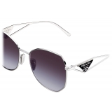 Prada - Prada Triangle Logo - Butterfly Sunglasses - Silver Smoky Gray Gradient - Prada Collection - Sunglasses