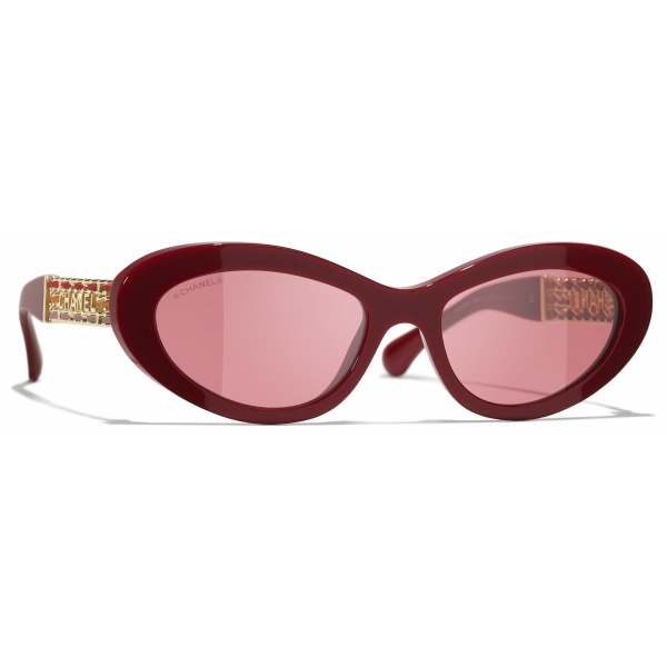 Chanel - Occhiali da Sole Cat-Eye - Rosso Marrone Borgogna - Chanel Eyewear