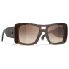 Chanel - Occhiali da Sole Pilota - Tartaruga Scuro Marrone Polarizzare Sfumate - Chanel Eyewear