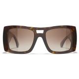 Chanel - Pilot Sunglasses - Dark Tortoise Brown Polarized Gradient - Chanel Eyewear