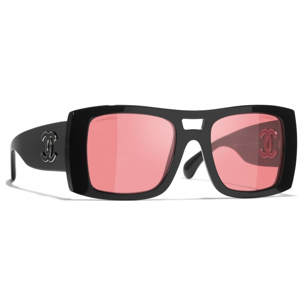 Chanel - Occhiali da Sole Pilota - Nero Rosso - Chanel Eyewear