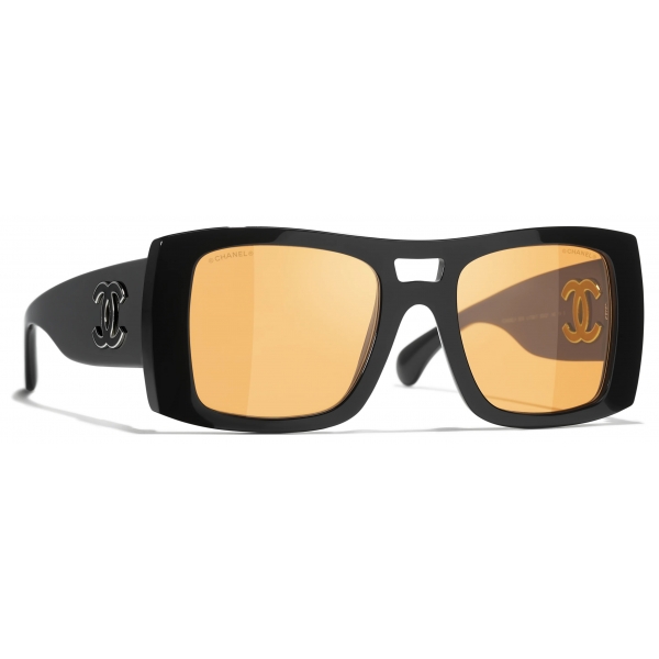 Chanel - Occhiali da Sole Pilota - Nero Arancione - Chanel Eyewear
