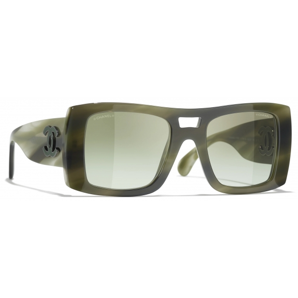 Chanel - Occhiali da Sole Pilota - Verde Sfumate - Chanel Eyewear