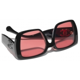 Chanel - Occhiali da Sole Quadrati - Nero Rosso - Chanel Eyewear