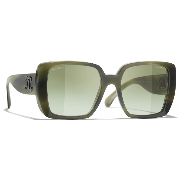 Chanel - Occhiali da Sole Quadrati - Verde Sfumato - Chanel Eyewear