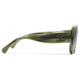 Chanel - Occhiali da Sole Quadrati - Verde Sfumato - Chanel Eyewear
