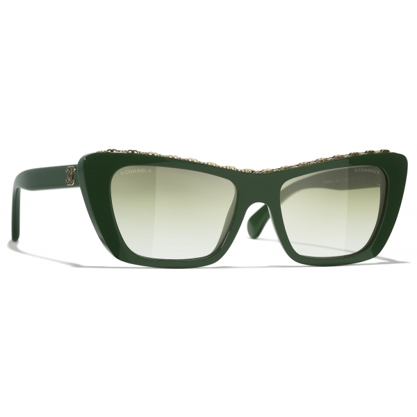 Chanel - Occhiali da Sole a Farfalla - Verde Scuro - Chanel Eyewear