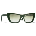 Chanel - Occhiali da Sole a Farfalla - Verde Scuro - Chanel Eyewear