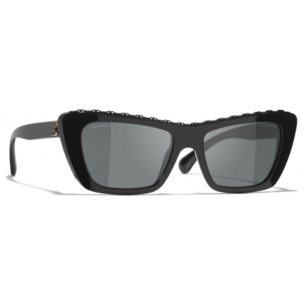 Chanel - Occhiali da Sole a Farfalla - Nero Grigio - Chanel Eyewear