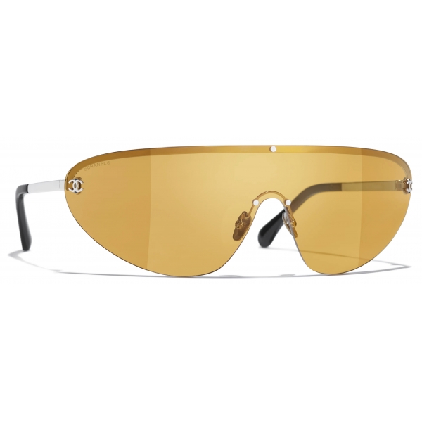 Chanel - Occhiali da Sole a Maschera - Argento Oro - Chanel Eyewear