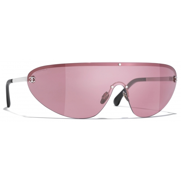 Chanel - Occhiali da Sole a Maschera - Argento Rosa - Chanel Eyewear
