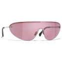 Chanel - Occhiali da Sole a Maschera - Argento Rosa - Chanel Eyewear