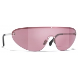 Chanel - Occhiali da Sole a Maschera - Argento Rosa - Chanel Eyewear