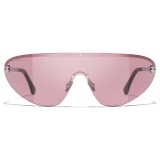 Chanel - Occhiali da Sole a Maschera - Argento Rosa - Chanel Eyewear