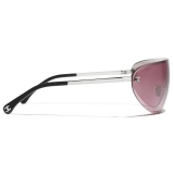 Chanel - Occhiali da Sole a Maschera - Argento Rosa - Chanel Eyewear