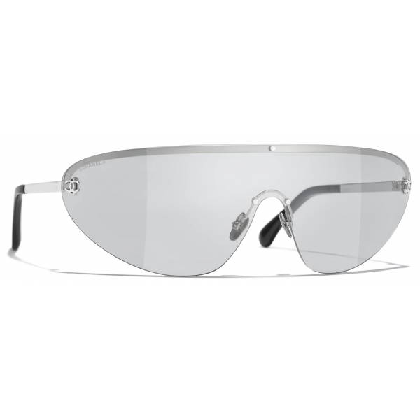 Chanel - Occhiali da Sole a Maschera - Argento Grigio Chiaro - Chanel Eyewear
