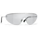 Chanel - Occhiali da Sole a Maschera - Argento Grigio Chiaro - Chanel Eyewear