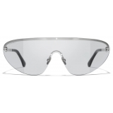 Chanel - Occhiali da Sole a Maschera - Argento Grigio Chiaro - Chanel Eyewear