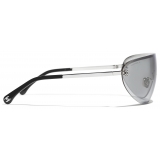 Chanel - Occhiali da Sole a Maschera - Argento Grigio Chiaro - Chanel Eyewear