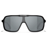 Chanel - Occhiali da Sole a Maschera - Bianco Nero Grigio - Chanel Eyewear
