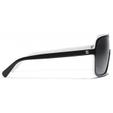 Chanel - Occhiali da Sole a Maschera - Bianco Nero Grigio - Chanel Eyewear