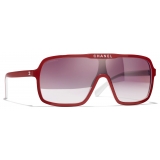 Chanel - Occhiali da Sole a Maschera - Rosso Bianco Blu Specchiate - Chanel Eyewear