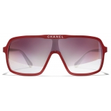 Chanel - Occhiali da Sole a Maschera - Rosso Bianco Blu Specchiate - Chanel Eyewear