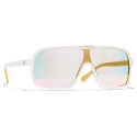 Chanel - Occhiali da Sole a Maschera - Bianco Oro Marrone Chiaro Specchiate - Chanel Eyewear