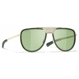 Chanel - Occhiali da Sole Pilota - Oro Chiaro Verde - Chanel Eyewear