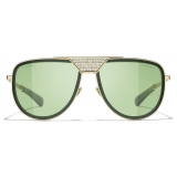 Chanel - Occhiali da Sole Pilota - Oro Chiaro Verde - Chanel Eyewear
