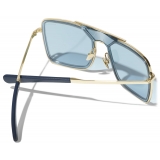 Chanel - Occhiali da Sole Pilota - Oro Chiaro Azzurro - Chanel Eyewear