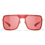 Chanel - Occhiali da Sole Pilota - Oro Chiaro Rosso - Chanel Eyewear