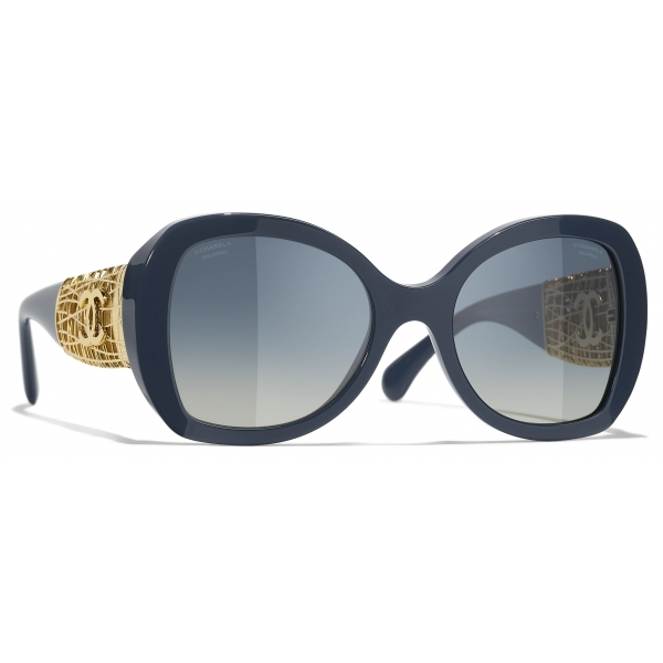 Chanel - Occhiali da Sole a Farfalla - Blu Grigio - Chanel Eyewear