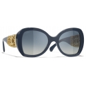 Chanel - Occhiali da Sole a Farfalla - Blu Grigio - Chanel Eyewear