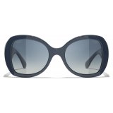 Chanel - Occhiali da Sole a Farfalla - Blu Grigio - Chanel Eyewear