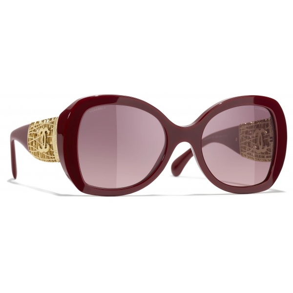 Chanel - Occhiali da Sole a Farfalla - Marrone Rosso - Chanel Eyewear