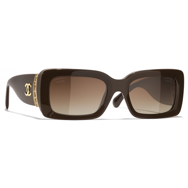 Chanel - Occhiali da Sole Rettangolare - Talpa Scuro - Chanel Eyewear