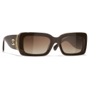Chanel - Occhiali da Sole Rettangolare - Talpa Scuro - Chanel Eyewear