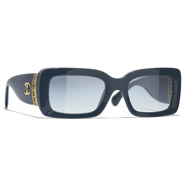 Chanel - Occhiali da Sole Rettangolare - Blu Grigio - Chanel Eyewear