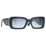 Chanel - Occhiali da Sole Rettangolare - Blu Grigio - Chanel Eyewear