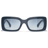 Chanel - Occhiali da Sole Rettangolare - Blu Grigio - Chanel Eyewear