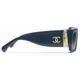 Chanel - Occhiali da Sole Rettangolare - Blu Grigio - Chanel Eyewear